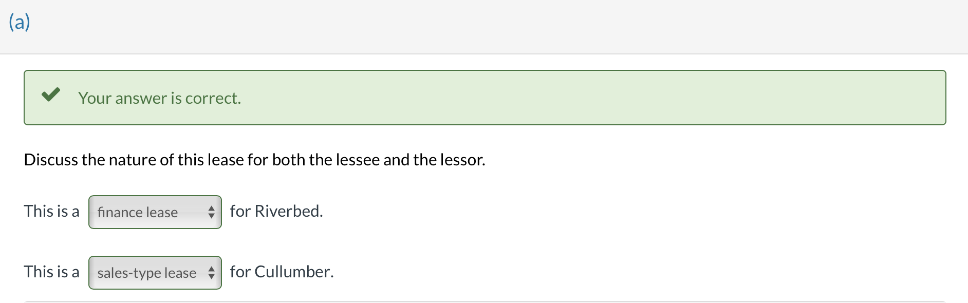 agrees to lease equipment to Riverbed Corporation on January 1, 2020. The