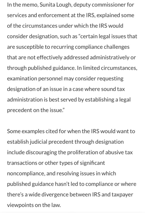 classmate on their thoughts. Agree/disagree? Why? IRS revamps procedures for litigating taxpayer