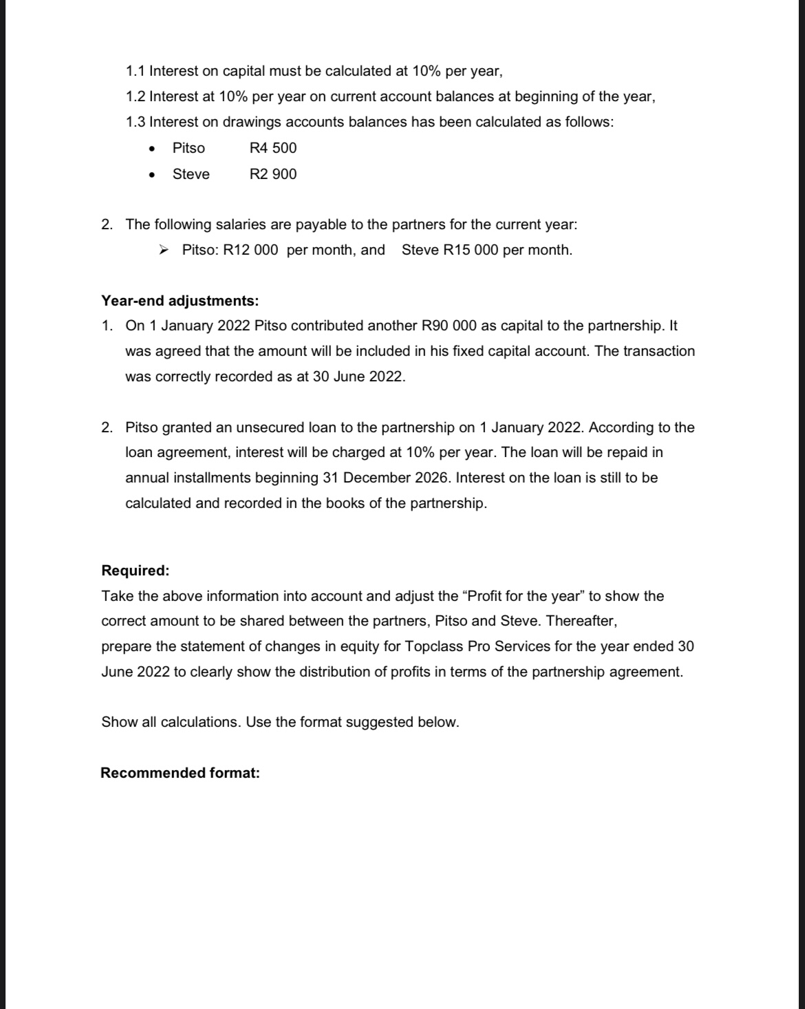 activities of the partnership for the year ended 30 June 2022. Pitso