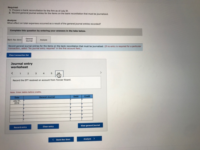 the general ledge An electronic funds transfer for $15.00 from Foncercand a
