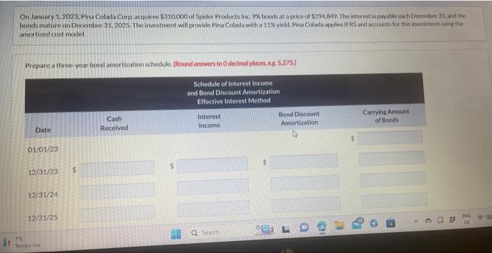  amortired cost model Prepare a three year bond amortization schedule. (Round