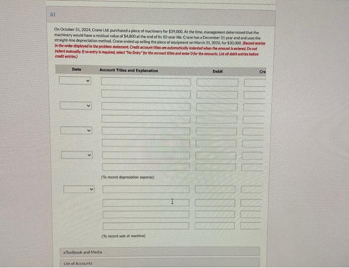 management determined that the nachinery would have a residual value of $4,800