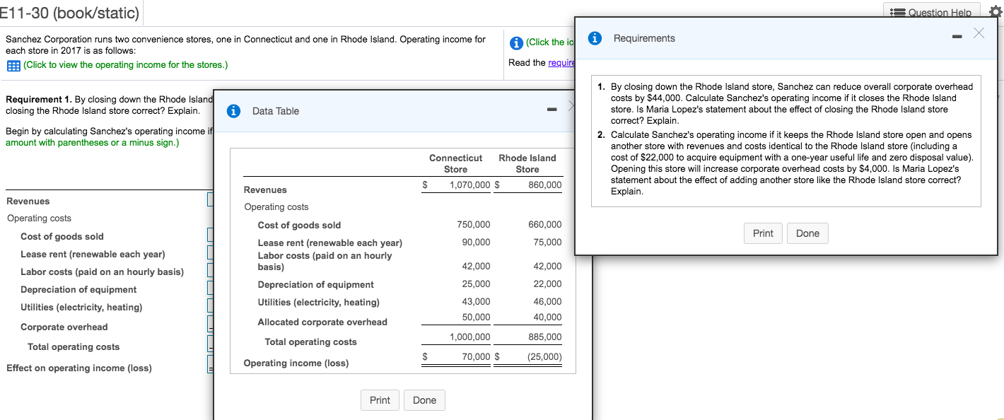 Both requirements, please! E11-30 (book/static) B Question Help a (Click the id