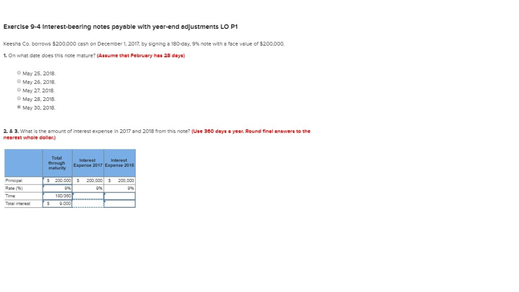 Need help answering this question: Keesha Co. borrows $200,000 cash on December
