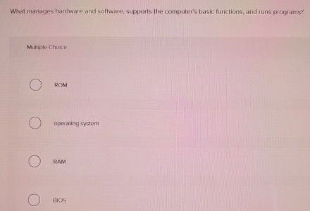  What manages hardware and software, supports the computer's basic functions, and