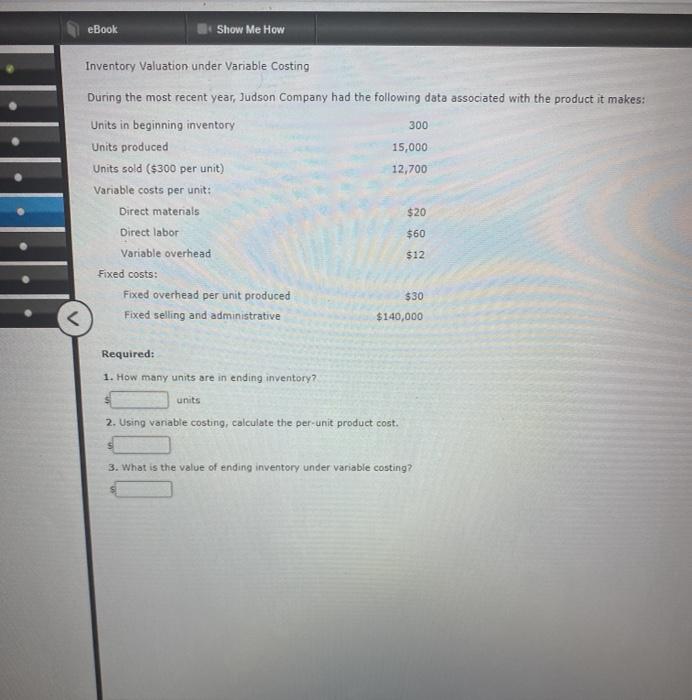  eBook Show Me How Inventory Valuation under Variable Costing During the
