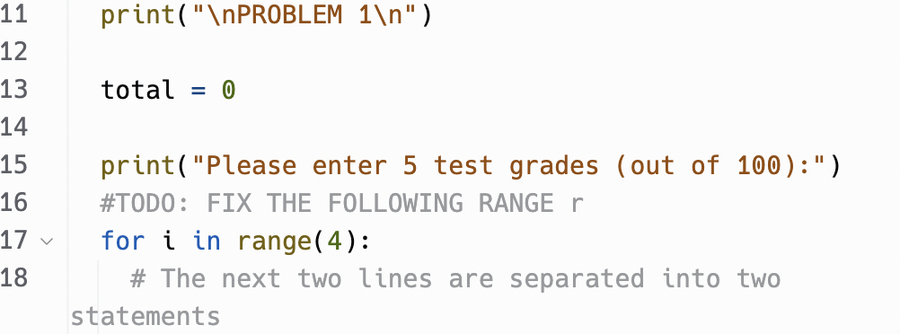 (out of 100 ):") \#TODO: FIX THE FOLLOWING RANGE r for i