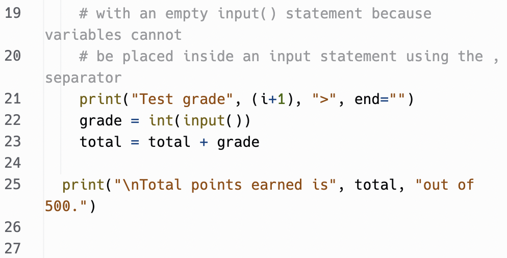 in range( 4): # The next two lines are separated into two