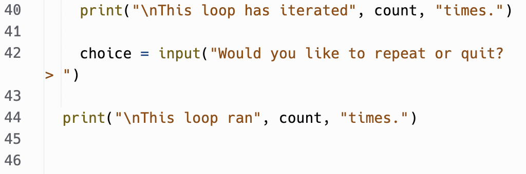 be placed inside an input statement using the, separator print( "Test grade",