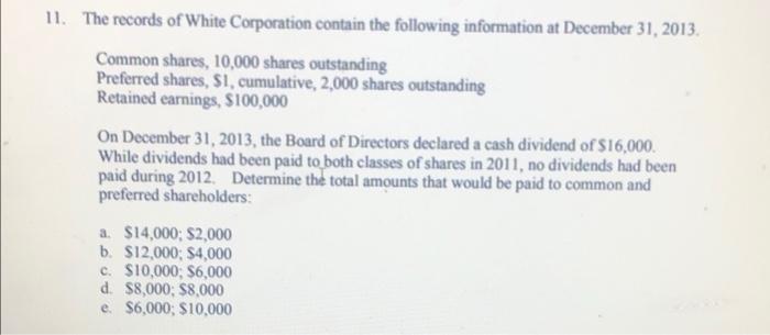 Please solve question 11, show all calculation, Thank you. 11. The records