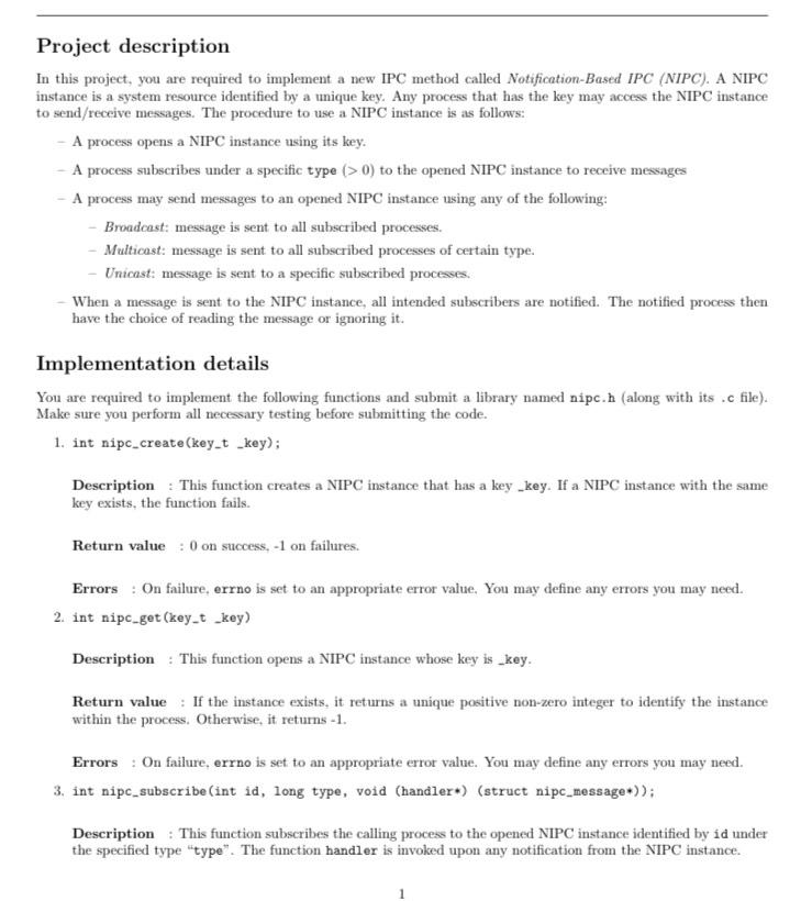  Project description In this project, you are required to implement a