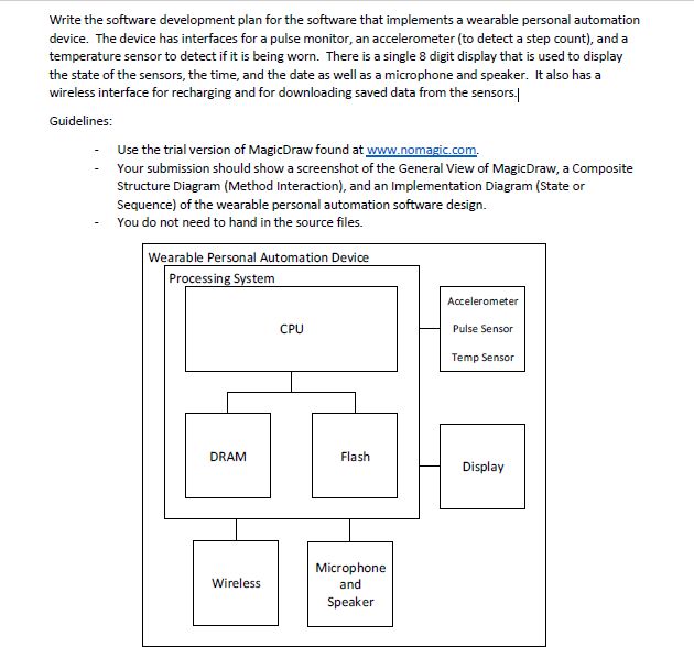  Write the software development plan for the software that implements a
