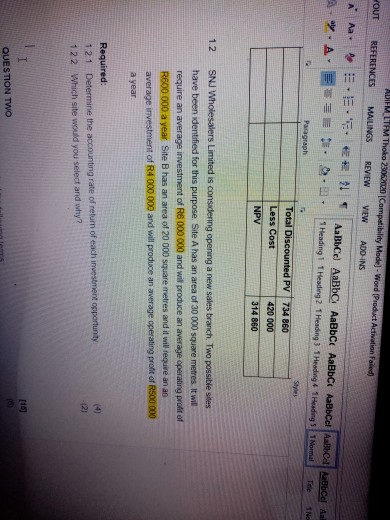  QUESTION 1.2 OUT AUTEM LTEM Thoko 23062020 Compatibility Mode) - Word