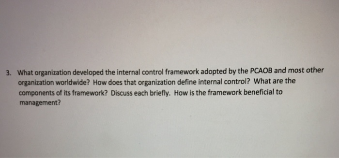  What organization developed the internal control framework adopted by the PCAOB