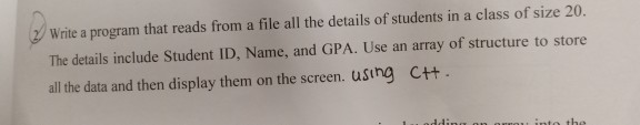  Write a program that reads from a file all the details
