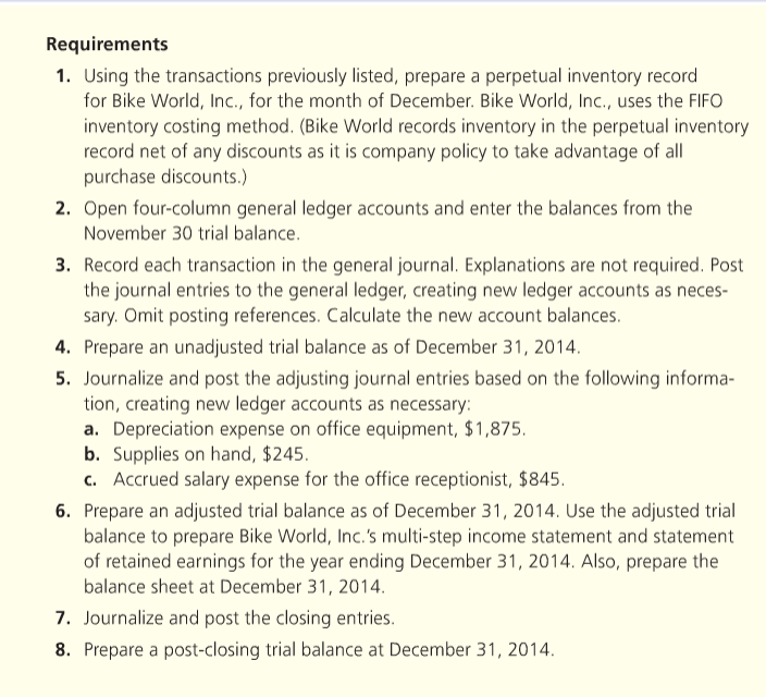 2014, consisted of 22 mountain bikes costing $1,650 each. Bike World's trial