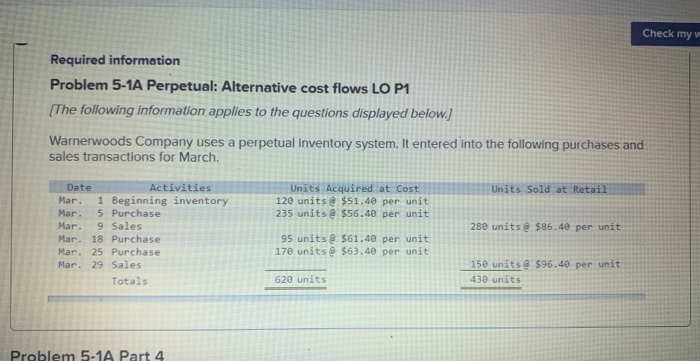 company for each of the four costing methods. For specific identification, the