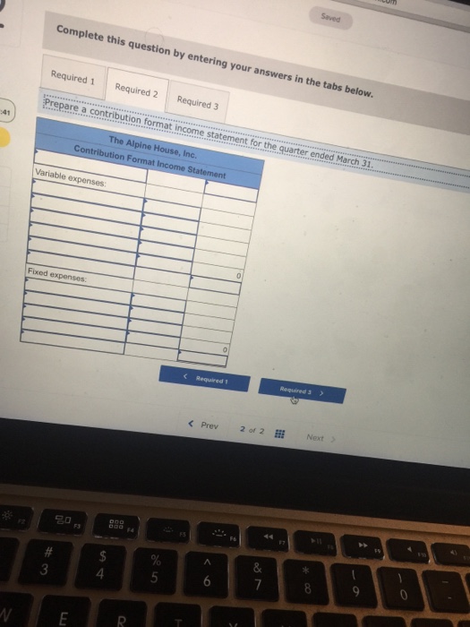 shown below for the quenier ended March 31 nts Sales Selling price