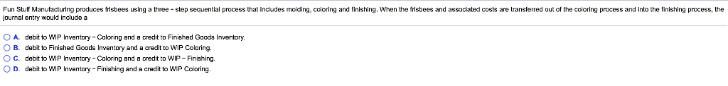  Fun Stuff Manufacturing produces frisbees using a three - step sequential