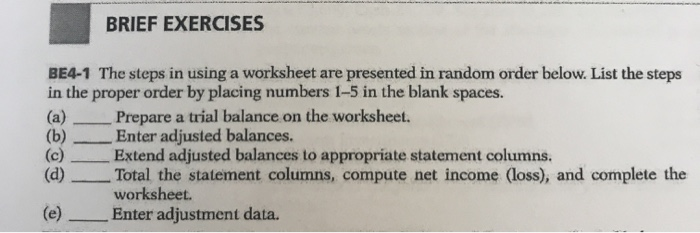  BRIEF EXERCISES BE4-1 The steps in using a worksheet are presented