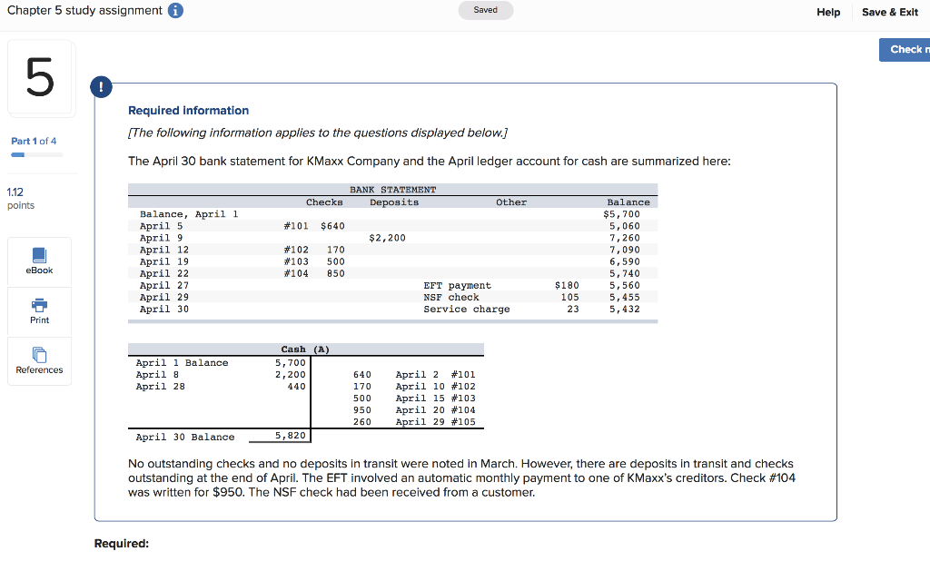  Chapter 5 study assignment i Saved Help Save & Exit Check