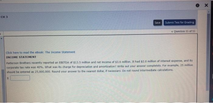  CH3 Save Submit Test for Grading Question 15 of 18 Click