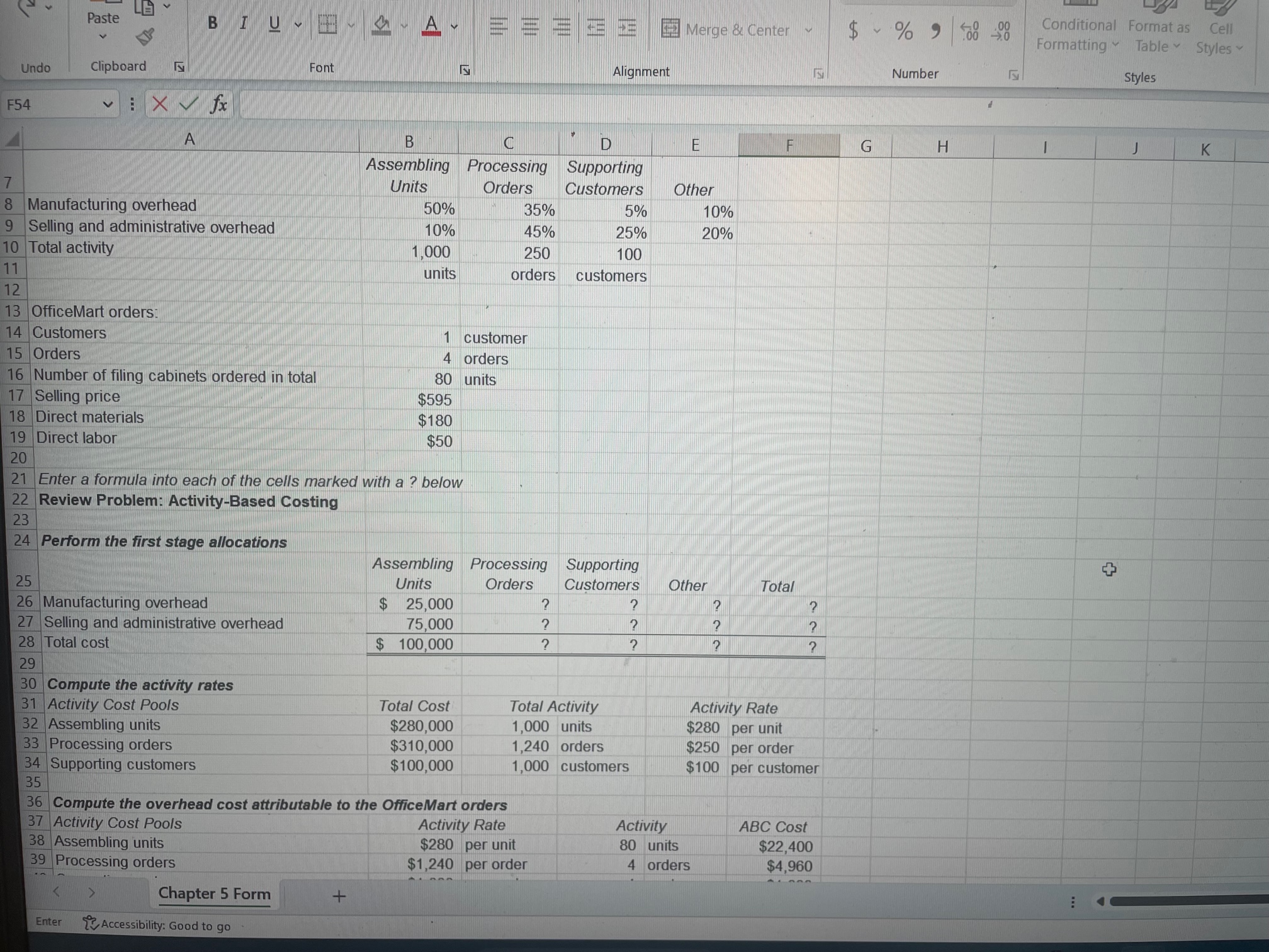 Ch 5 Solve Perform first stage allocations Solve Determine product margin for