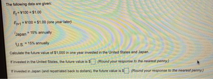  The following data are given: E = Y100 = $1.00 E41