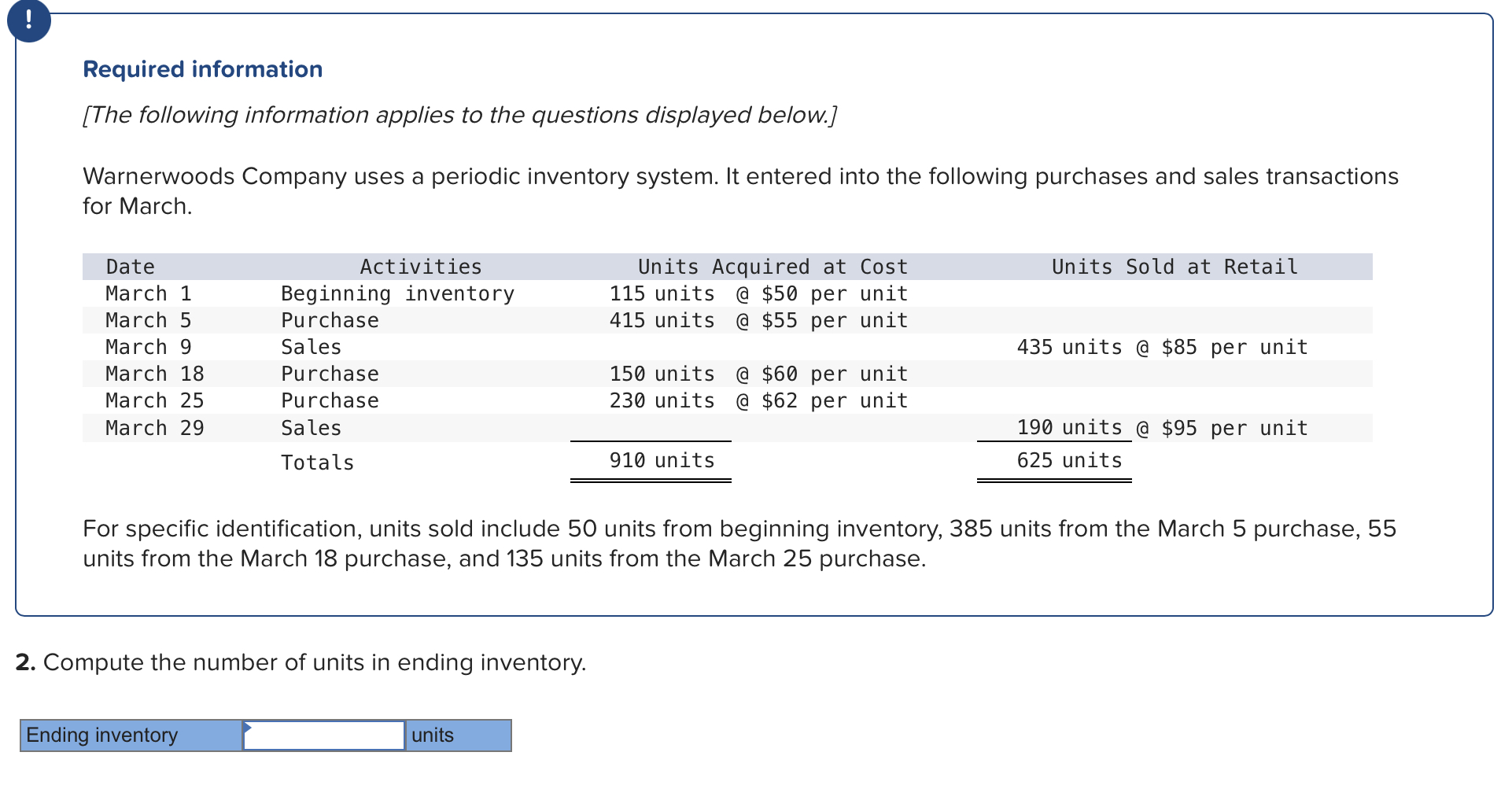 3. Compute the cost assigned to ending inventory using (a) FIFO,
