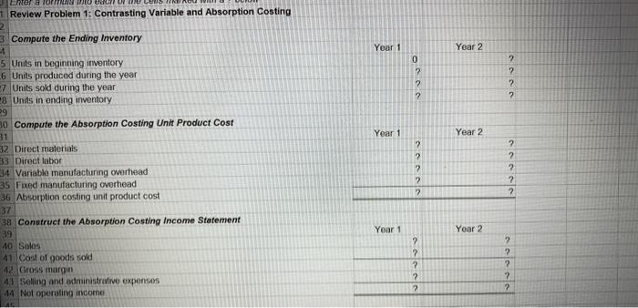 produced Direct materials Direct labor Variable manufacturing overhead Fixed manufacturing overhead per
