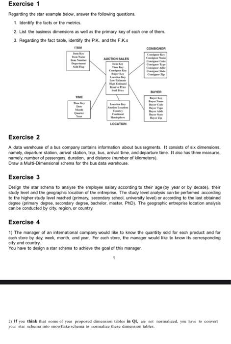  Exercise 1 Regarding the star example below, answer the following questions.