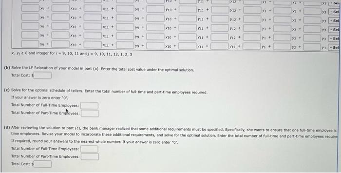 for full-time and part-time tellers. The schedule must provide for efficient operation