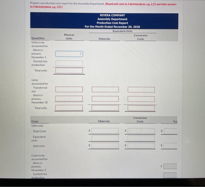 follows Work in process, November 1 Materials $78,500 Conversion costs 48,000 $126,500