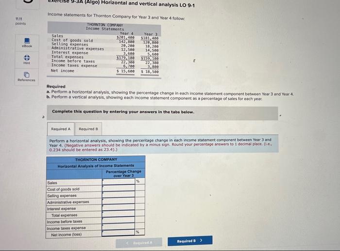  chapter 9 # 5 Exercise 9-3A (Algo) Horizontal and vertical analysis