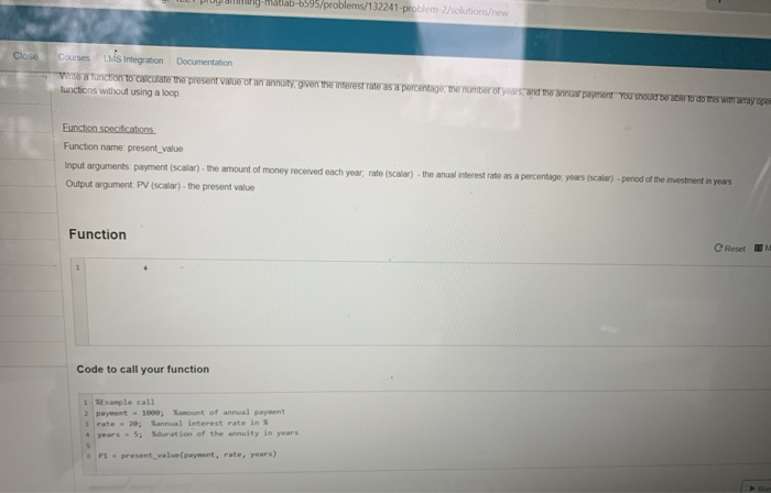 Exercise 6 > Problem 2 O solutions submitted (max Unlimited) Present Value
