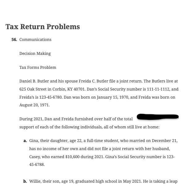  Return Problems 6. Communications Decision Making Tax Forms Problem Daniel B.