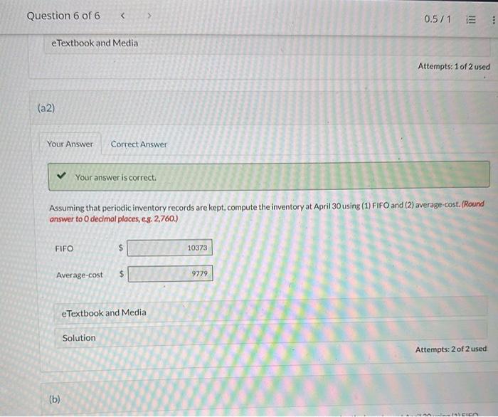 of transactions for the month of April was as follows. (a1) Your