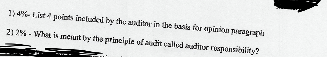 1) 4% - List 4 points included by the auditor in