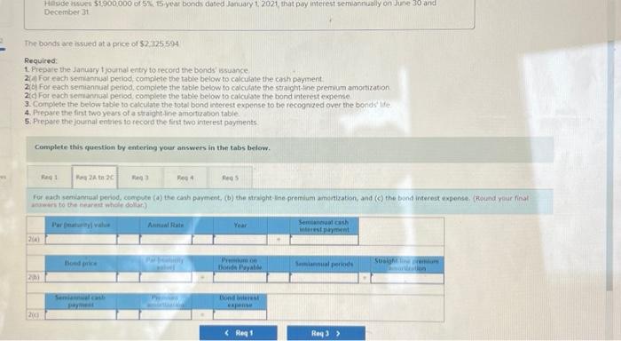 apgles to the questions displayed beiow] Hilside issues 51,900,000 of 5%, 15-year