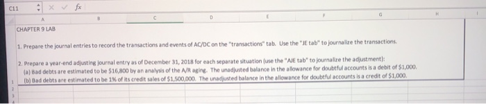 ai : x x CHAPTER 9 LAB 1. Prepare the journal
