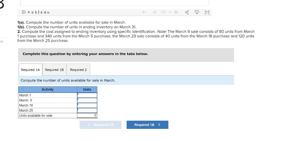 1. It entered into purchases and sales for March as shown in