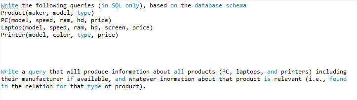 icite the following queries (in SQL only), based on the database