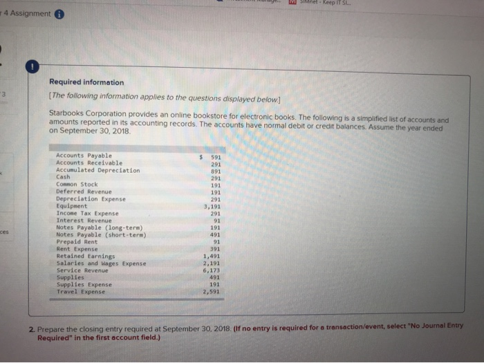  Prepare the closing entry SIMnet - Keep It SL.. 4 Assignment