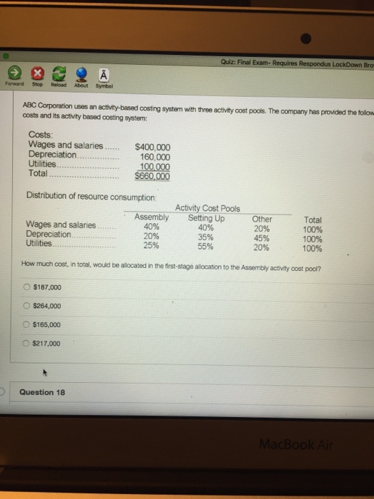  ABC Corporation uses an activity-based costing system with three activity cost
