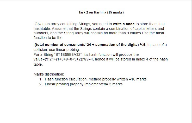 TOPIC : Data structures : Hashing using java language. Hi, good day,