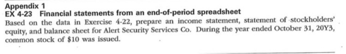  Appendix 1 EX 4-23 Financial statements from an end-of-period spreadsheet Based
