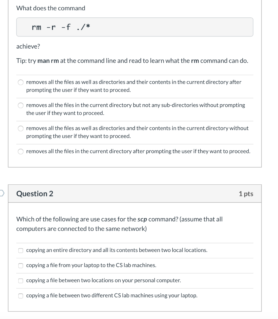 Emergency only two question!!!! LinUx What does the command rm -r -f