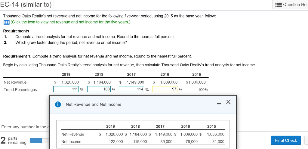 I need help finding out the % EC-14 (similar to) Question Hel