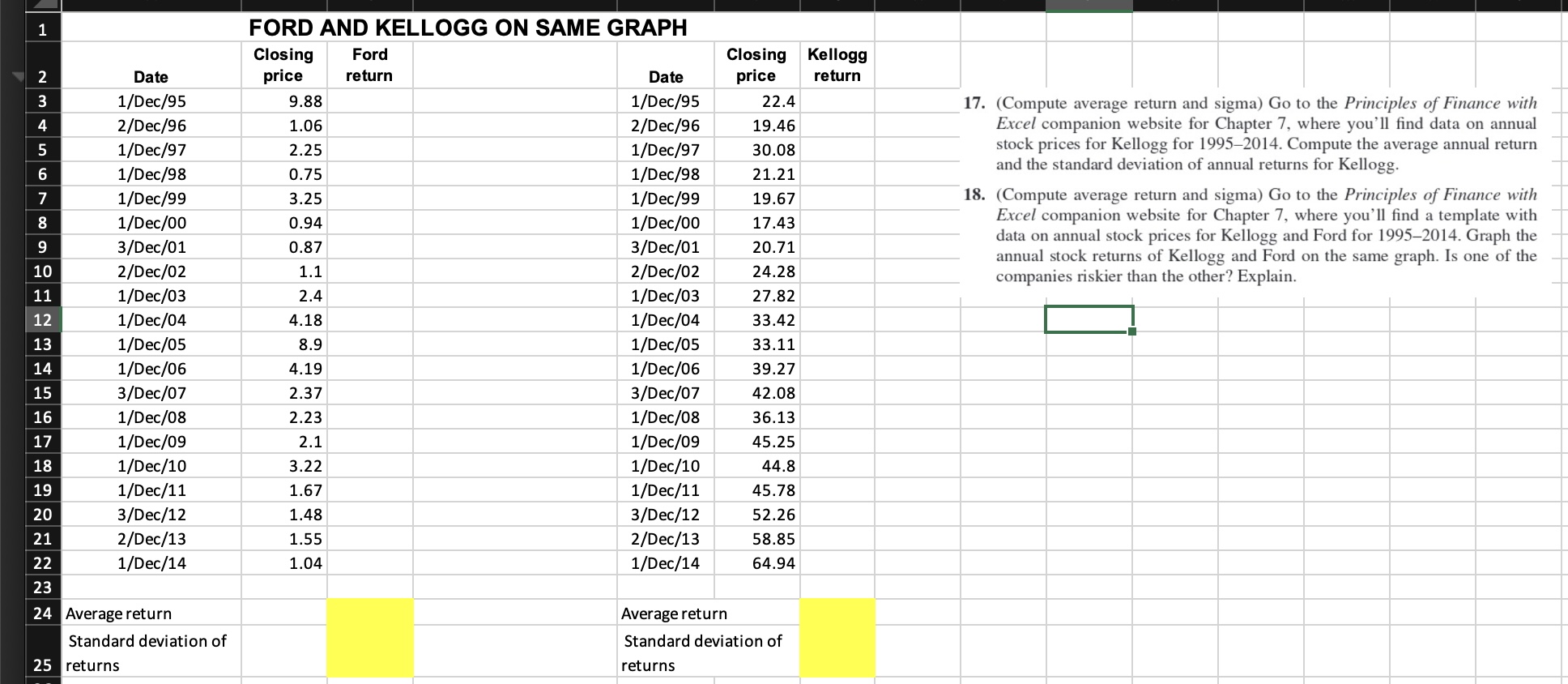 Please help 1 FORD AND KELLOGG ON SAME GRAPH \begin{tabular}{|c|c|} \hline 2