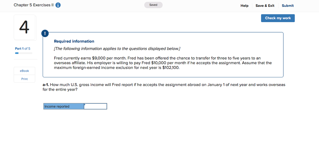  Chapter 5 Exercises ll Saved Help Save & Exit Submit Check